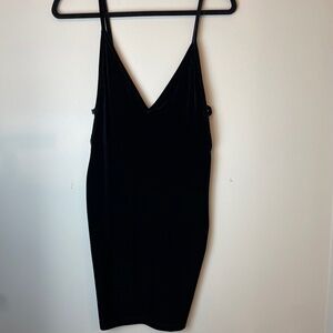 American Apparel Stretch Black Bixel Dress Size Medium Mini Strappy Club V-neck